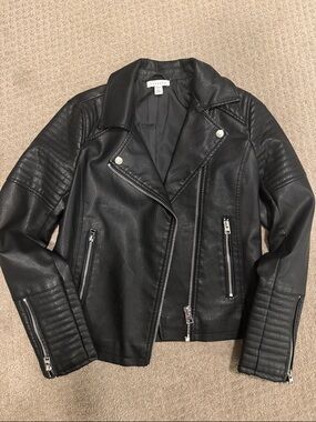 Black Faux Leather Moto Jacket